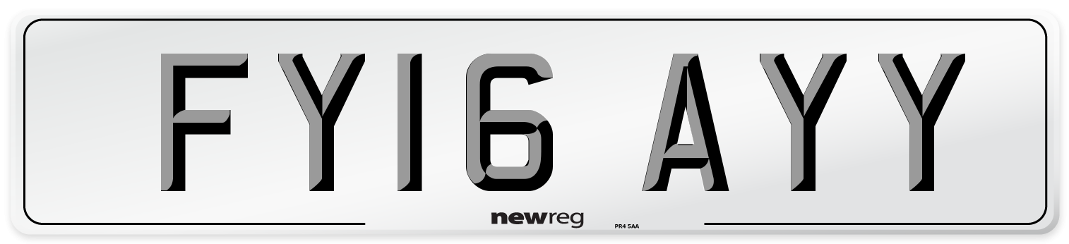 FY16 AYY Number Plate from New Reg